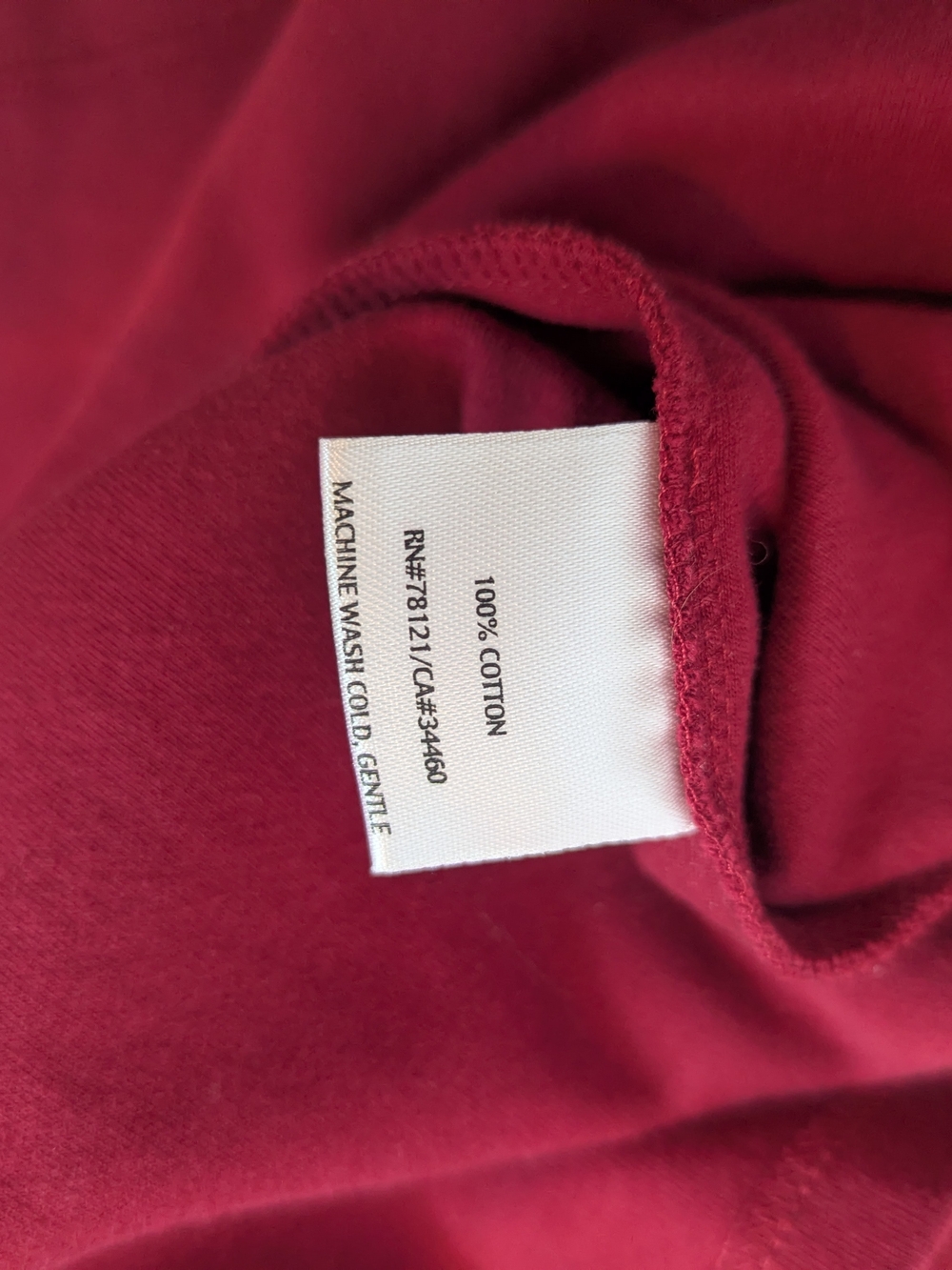 Eileen Fisher Scoop Round Neck Tee Shirt Burgandy Wine Size Large 100% Cotton - Picture 5 of 7